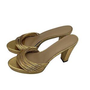 Gold Textured High Heel Slide Sandals Size 10.5 US / 41 EU Womens